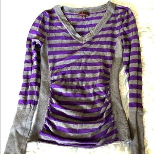 Long sleeve sweater material striped top